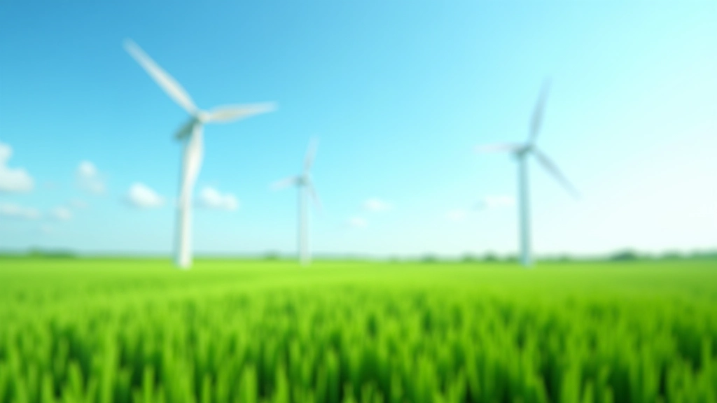 Windkraftanlage in grüner Landschaft, moderne Energietechnik vor blauem Himmel, großformatig fotografiert