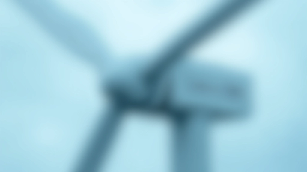 Windkraftanlage in Betrieb mit Rotorblättern in Bewegung, Nahaufnahme des Generators und der Nabe, bewölkter Himmel